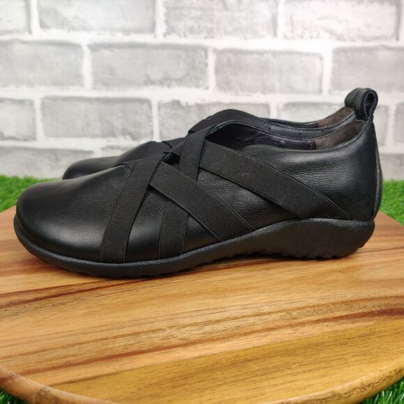 Naot Apera Soft Black Leather Women’s Size 7/EU 38 Slip On Elastic Strap Loafers - Picture 5 of 12